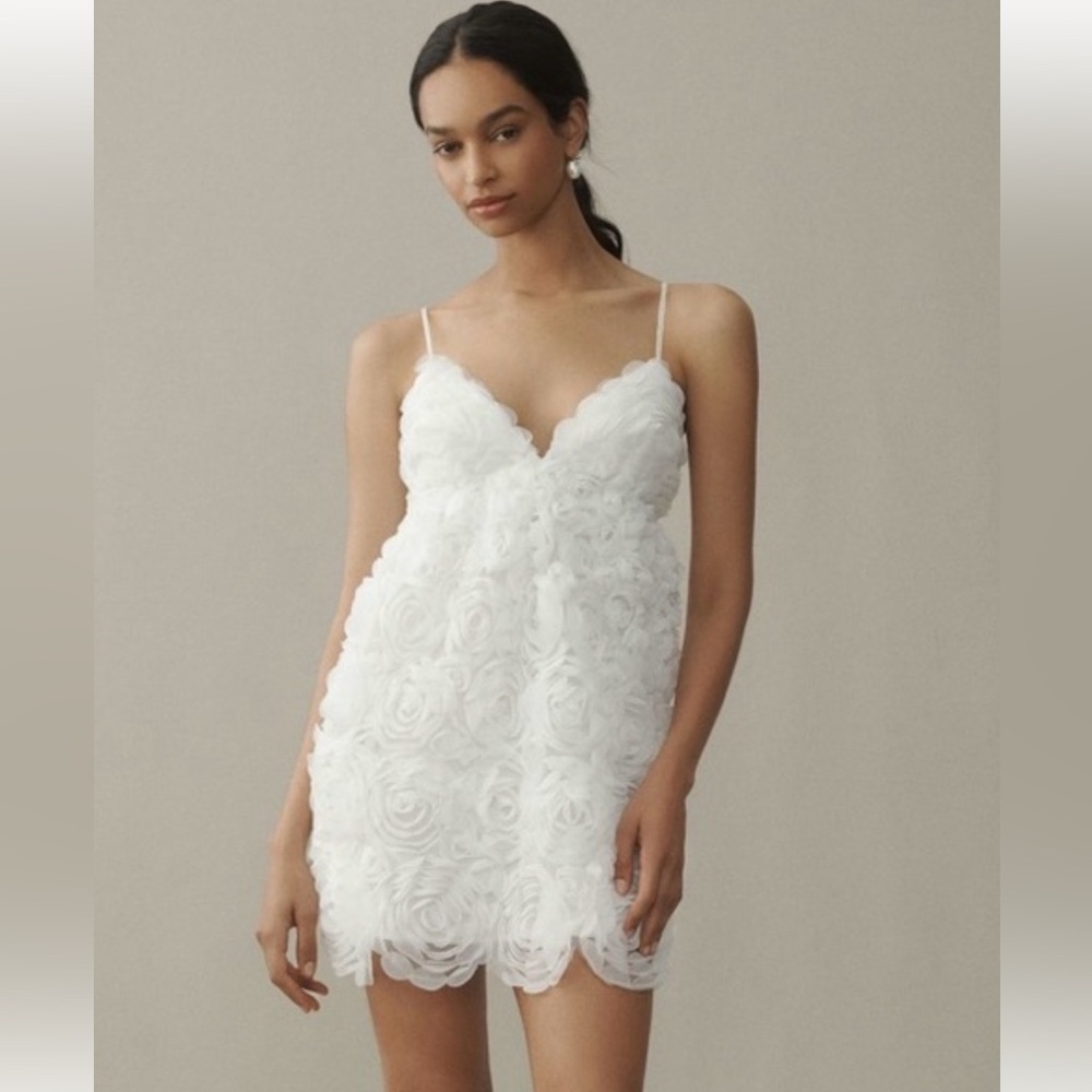 V-Neck Tulle Rosette Mini Dress Anthro BHLDN